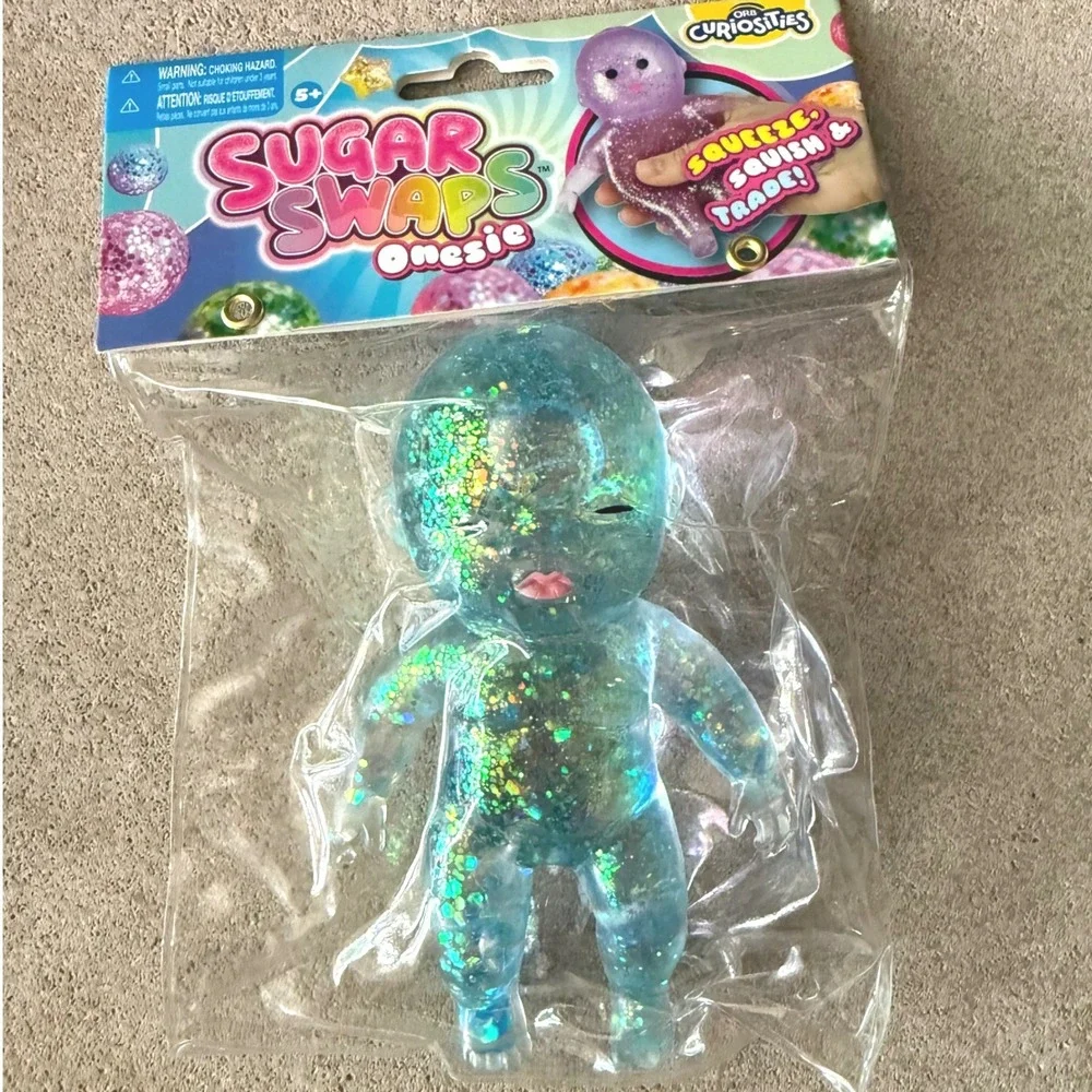 Sugar Swaps Baby Orb Blue Glitter Squishy Baby Sensory Toy NEW